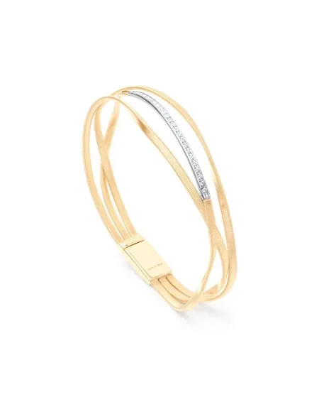 Bracelet rigide Marrakech en or jaune et diamants à 3 rangs de Marco Bicego