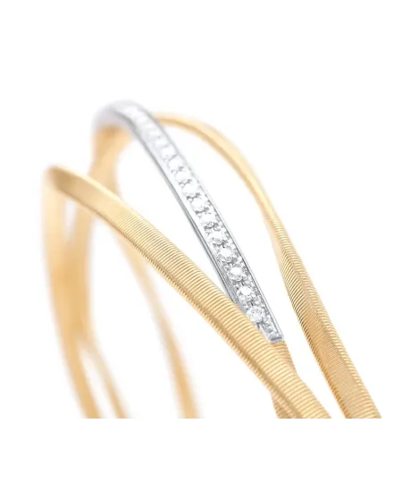 Bracelet rigide Marrakech en or jaune et diamants à 3 rangs de Marco Bicego