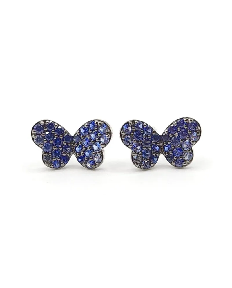 Boucles d'oreilles Crivelli en or blanc et saphirs avec papillon