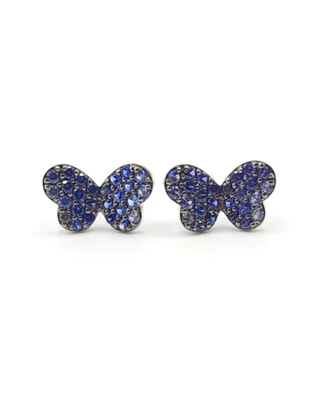 Boucles d'oreilles Crivelli en or blanc et saphirs avec papillon