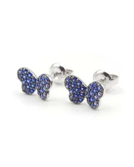 Boucles d'oreilles Crivelli en or blanc et saphirs avec papillon