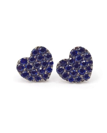 Boucles d'oreilles Crivelli en or blanc et saphirs avec cœur