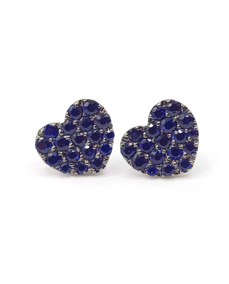 Boucles d'oreilles Crivelli en or blanc et saphirs avec cœur Boucles d'oreilles Crivelli en or blanc et saphirs avec cœur