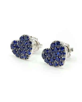 Boucles d'oreilles Crivelli en or blanc et saphirs avec cœur