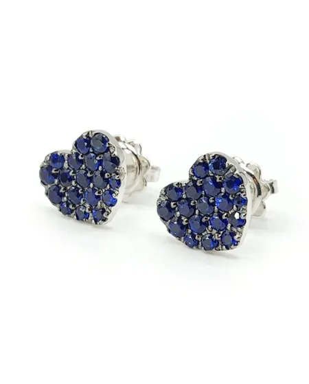 Crivelli Earrings in White Gold and Sapphires with Heart