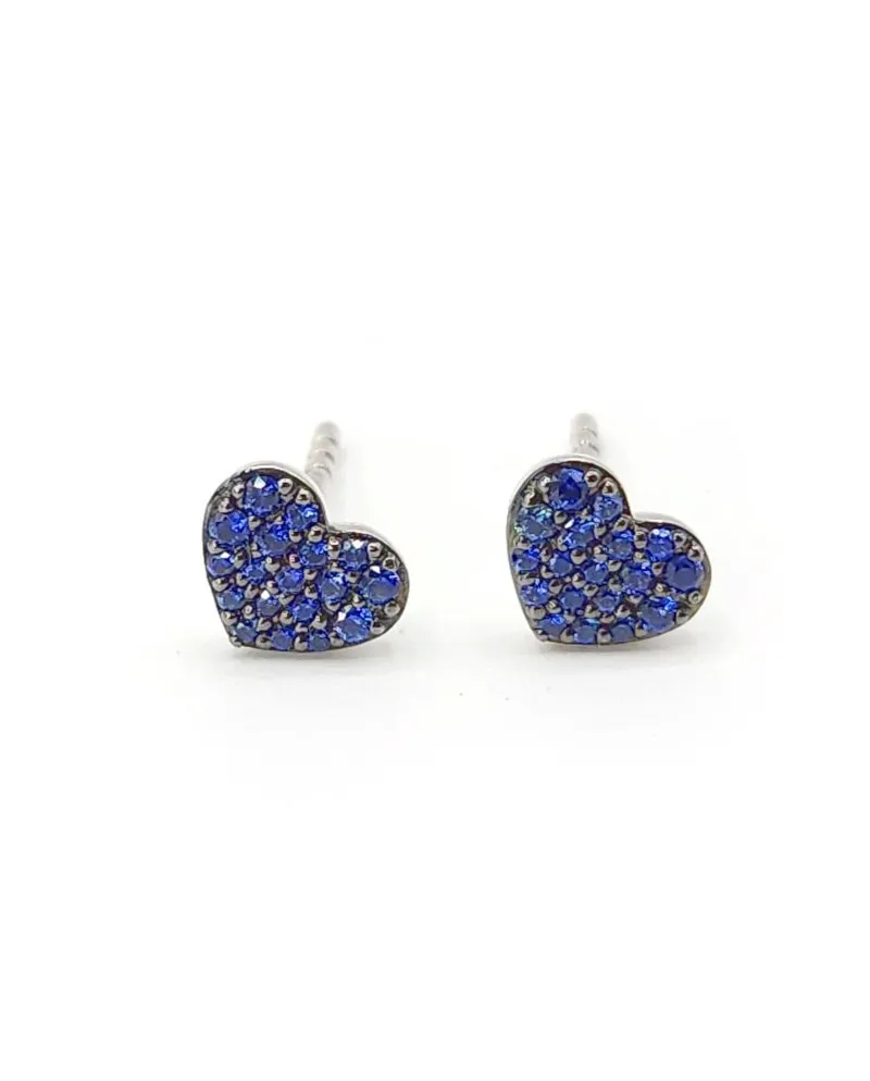 Boucles d'oreilles Crivelli en or blanc et saphirs avec cœurs