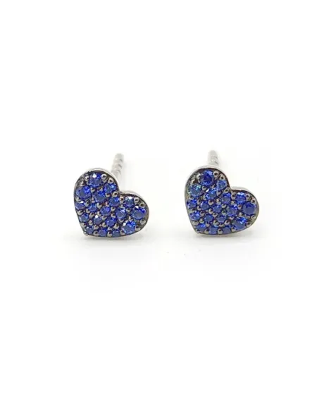 Boucles d'oreilles Crivelli en or blanc et saphirs avec cœurs