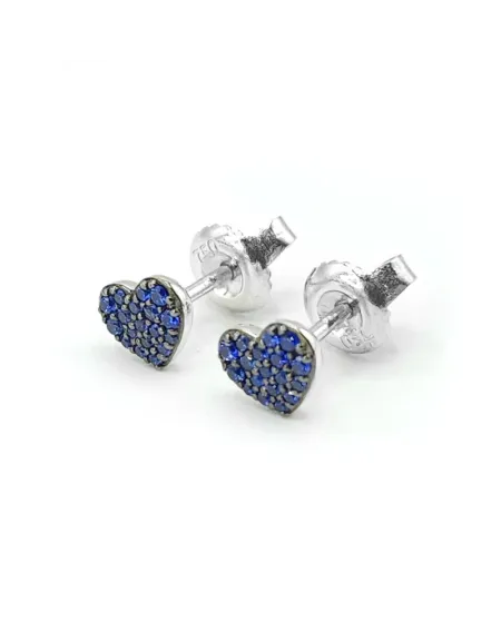 Boucles d'oreilles Crivelli en or blanc et saphirs avec cœurs