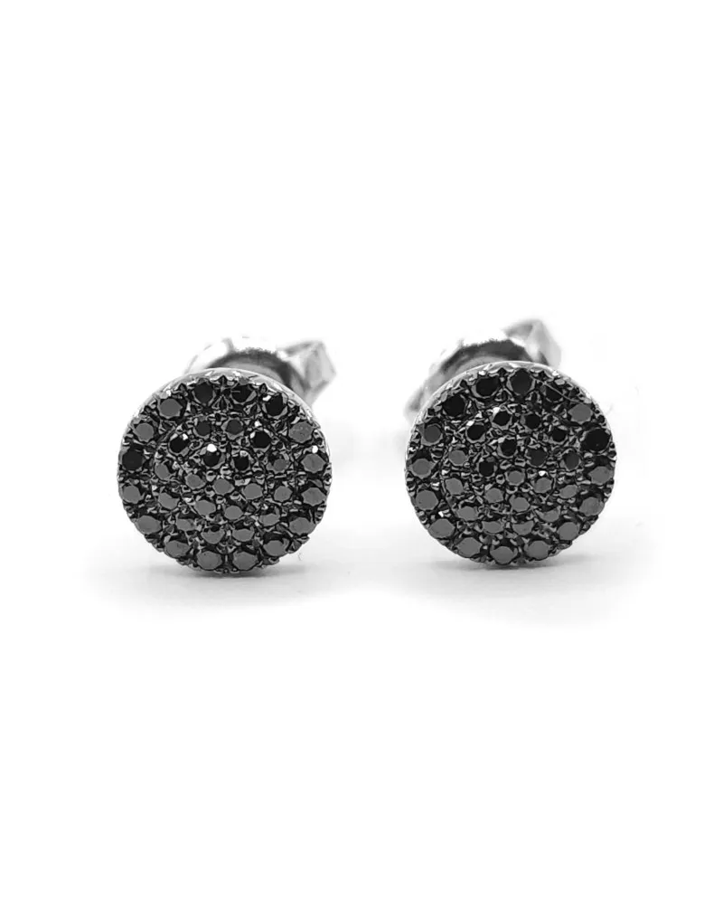 Boucles d'oreilles Crivelli en or blanc avec pavé de diamants noirs