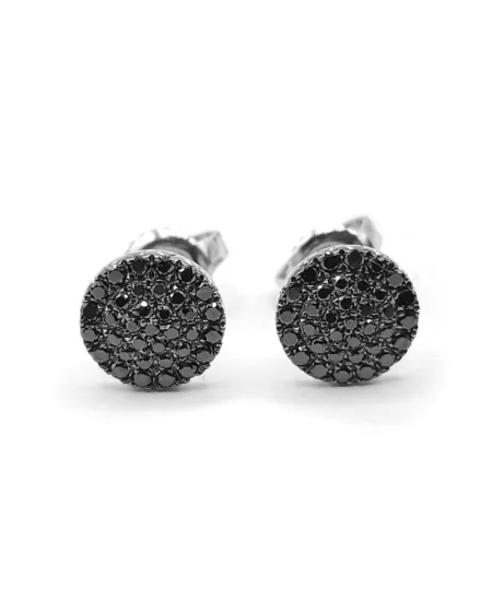 Boucles d'oreilles Crivelli en or blanc avec pavé de diamants noirs