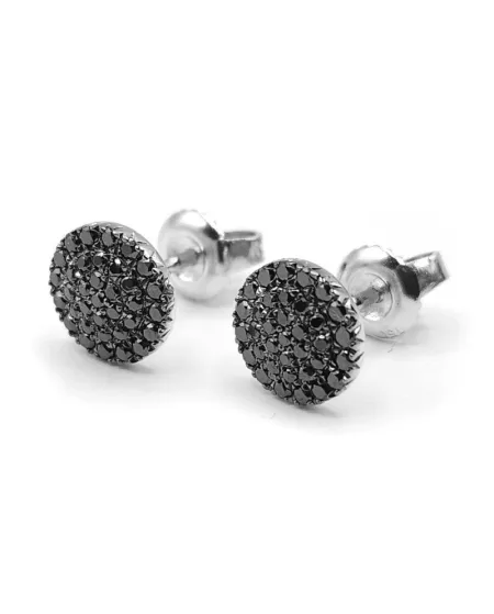 Orecchini Crivelli in Oro Bianco con Pavé di Diamanti Neri