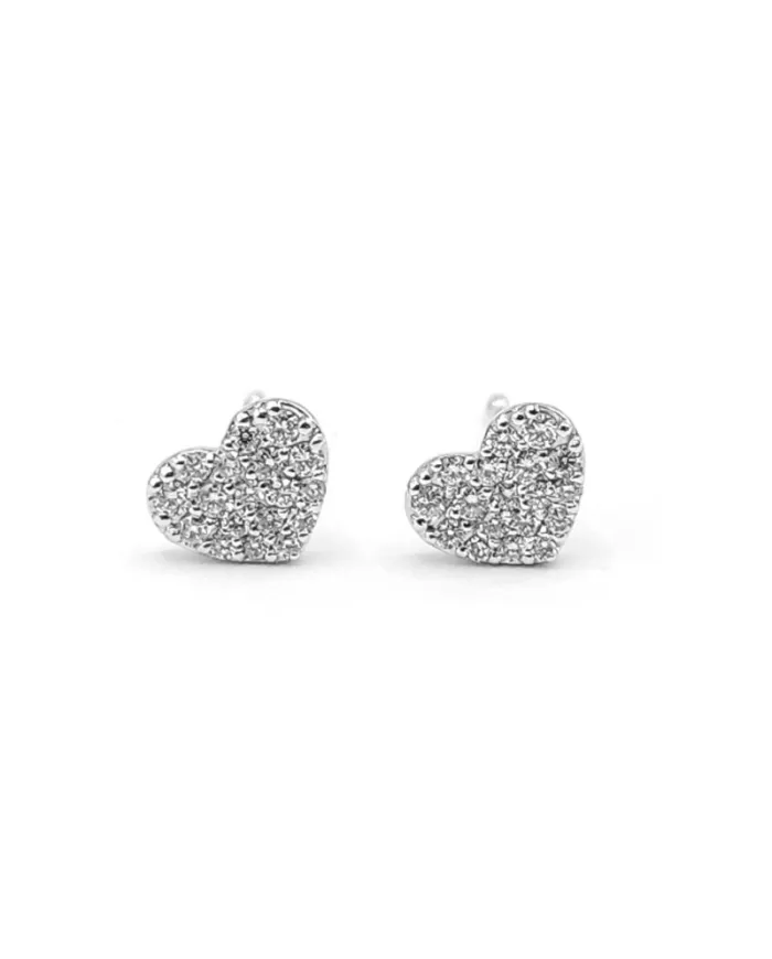 Boucles d'oreilles Crivelli en or blanc et diamants avec cœurs