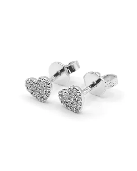 Boucles d'oreilles Crivelli en or blanc et diamants avec cœurs