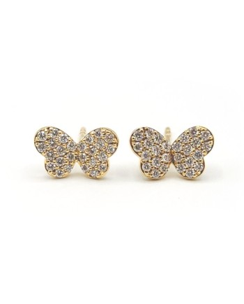 Boucles d'oreilles Crivelli en or jaune et diamants avec papillon