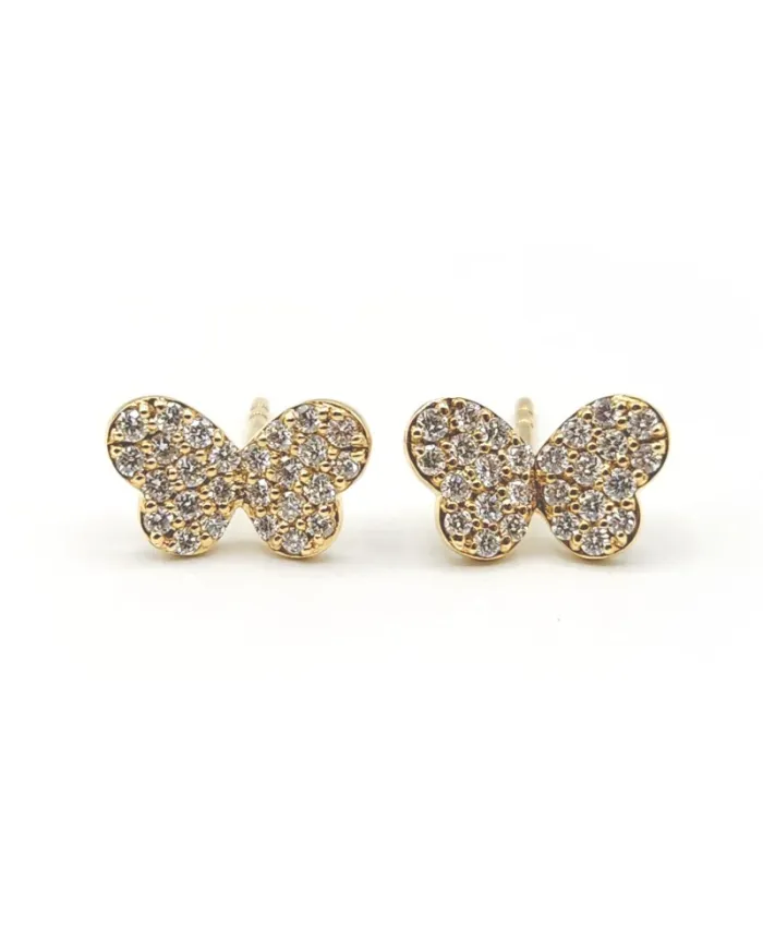 Boucles d'oreilles Crivelli en or jaune et diamants avec papillon