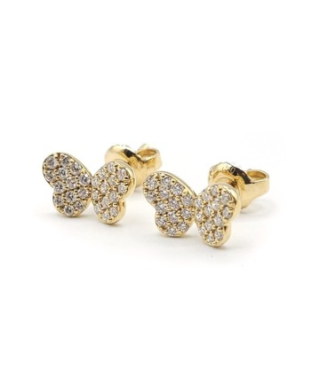 Boucles d'oreilles Crivelli en or jaune et diamants avec papillon