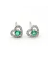 Crivelli Heart Earrings in White Gold with Diamonds and Emeralds