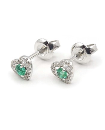 Crivelli Heart Earrings in White Gold with Diamonds and Emeralds