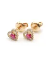 Crivelli Heart Earrings in Rose Gold with Diamonds and Rubies