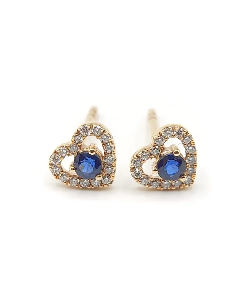 Boucles d'oreilles Crivelli Heart en or rose avec diamants et saphirs Boucles d'oreilles Crivelli Heart en or rose avec diamants et saphirs