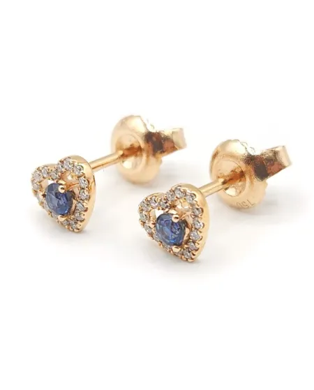 Boucles d'oreilles Crivelli Heart en or rose avec diamants et saphirs