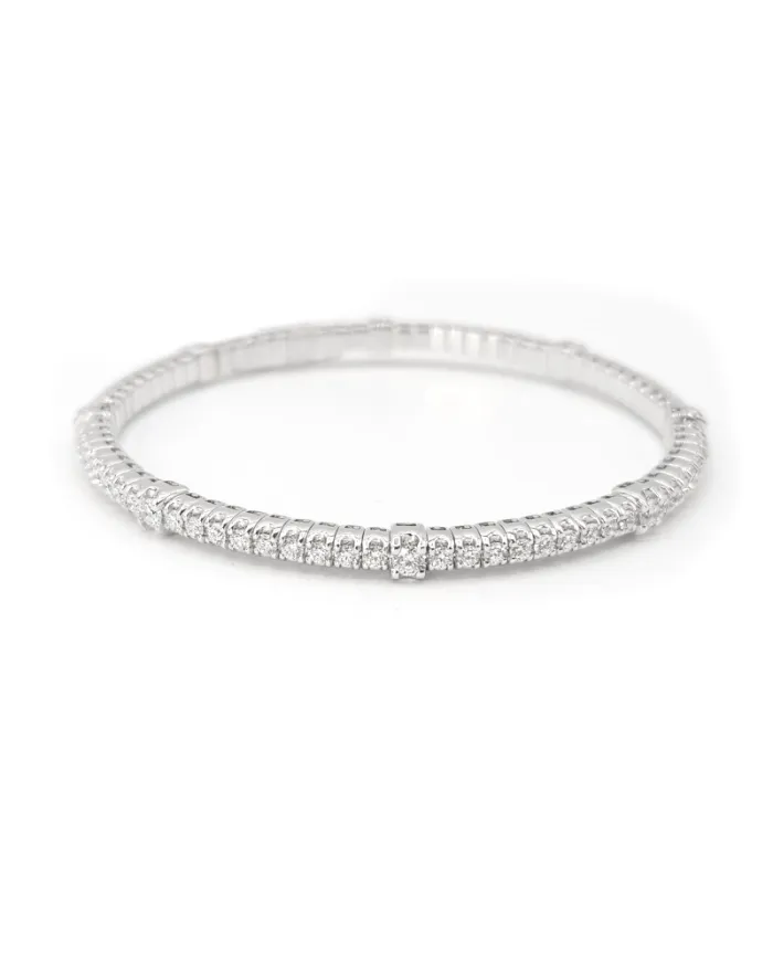 Bracciale Elastico Crivelli in Oro Bianco con Diamanti
