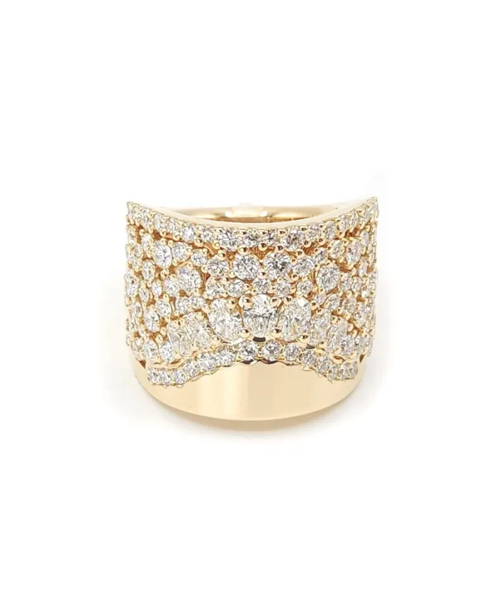 Anello Fascia Crivelli in Oro Rosa e Diamanti