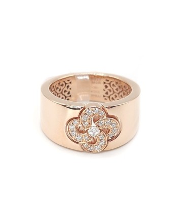 Crivelli Band Ring in Rose Gold with Decoration and Diamonds