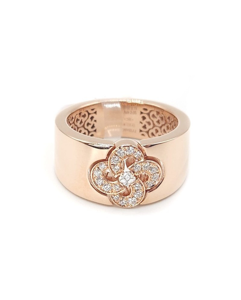 Bague Crivelli en or rose avec décoration et diamants