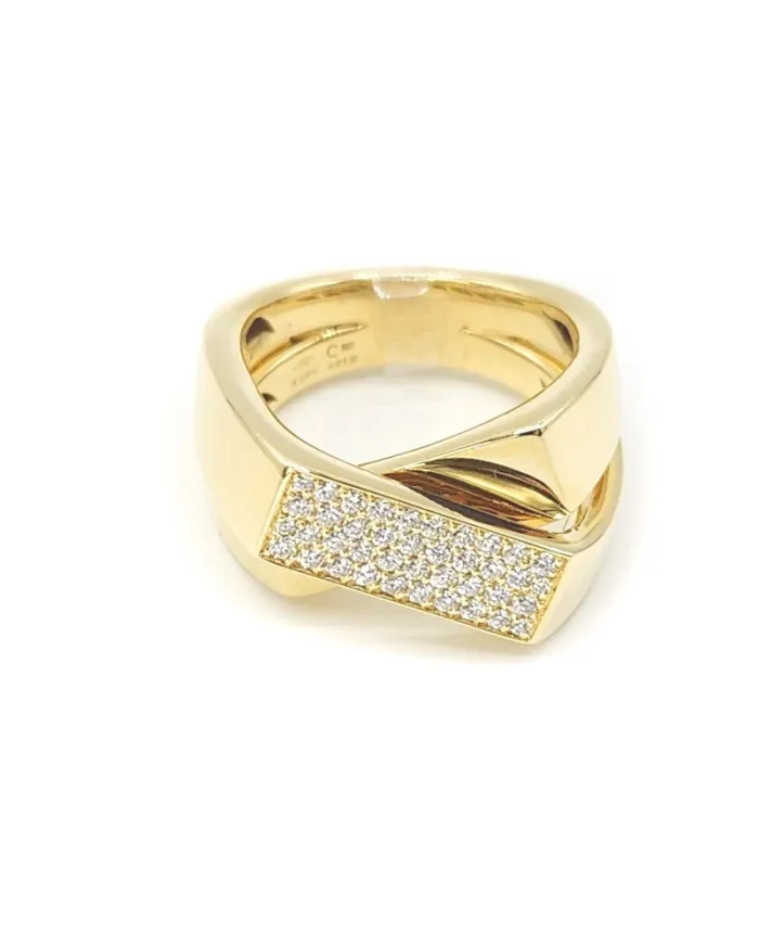 Anello Crivelli in Oro Giallo con Pavé di Diamanti