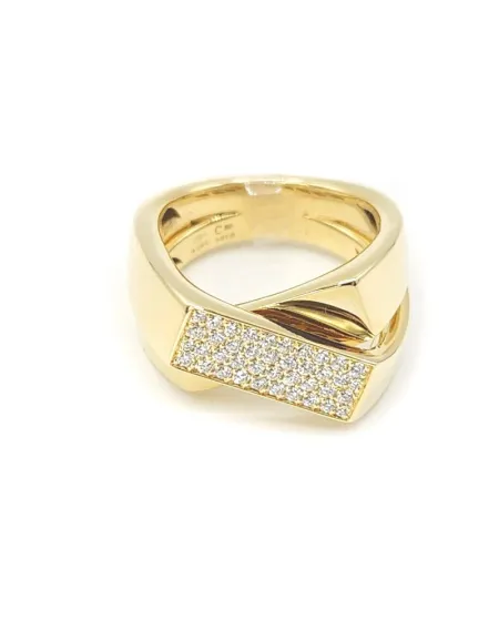 Anello Crivelli in Oro Giallo con Pavé di Diamanti