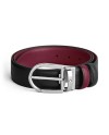 Ceinture Montblanc réversible en cuir noir/cassis avec boucle fer à cheval 35 mm