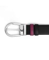 Ceinture Montblanc réversible en cuir noir/cassis avec boucle fer à cheval 35 mm