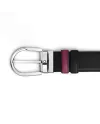 Ceinture Montblanc réversible en cuir noir/cassis avec boucle fer à cheval 35 mm