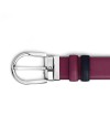 Cintura Montblanc in Pelle Reversibile Nera/Cassis con Fibbia a Ferro di Cavallo 35 mm
