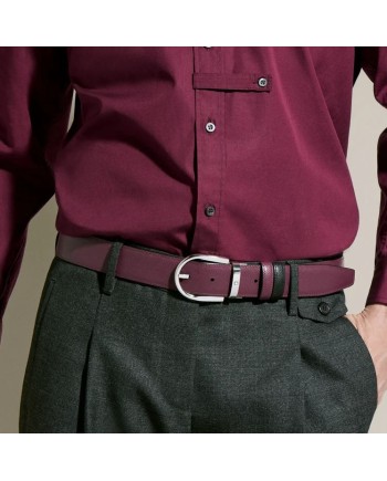 Ceinture Montblanc réversible en cuir noir/cassis avec boucle fer à cheval 35 mm