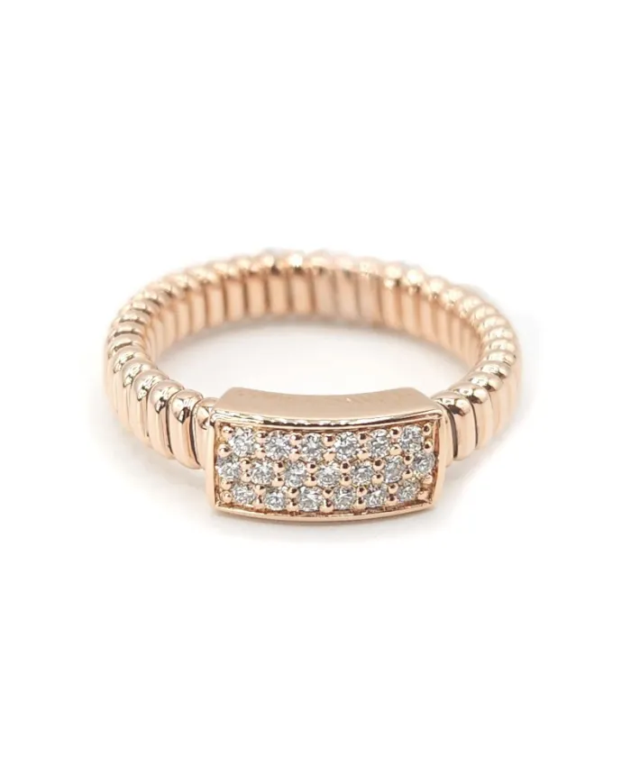 Crivelli Tubogas Ring in Rose Gold with Pavé Diamonds