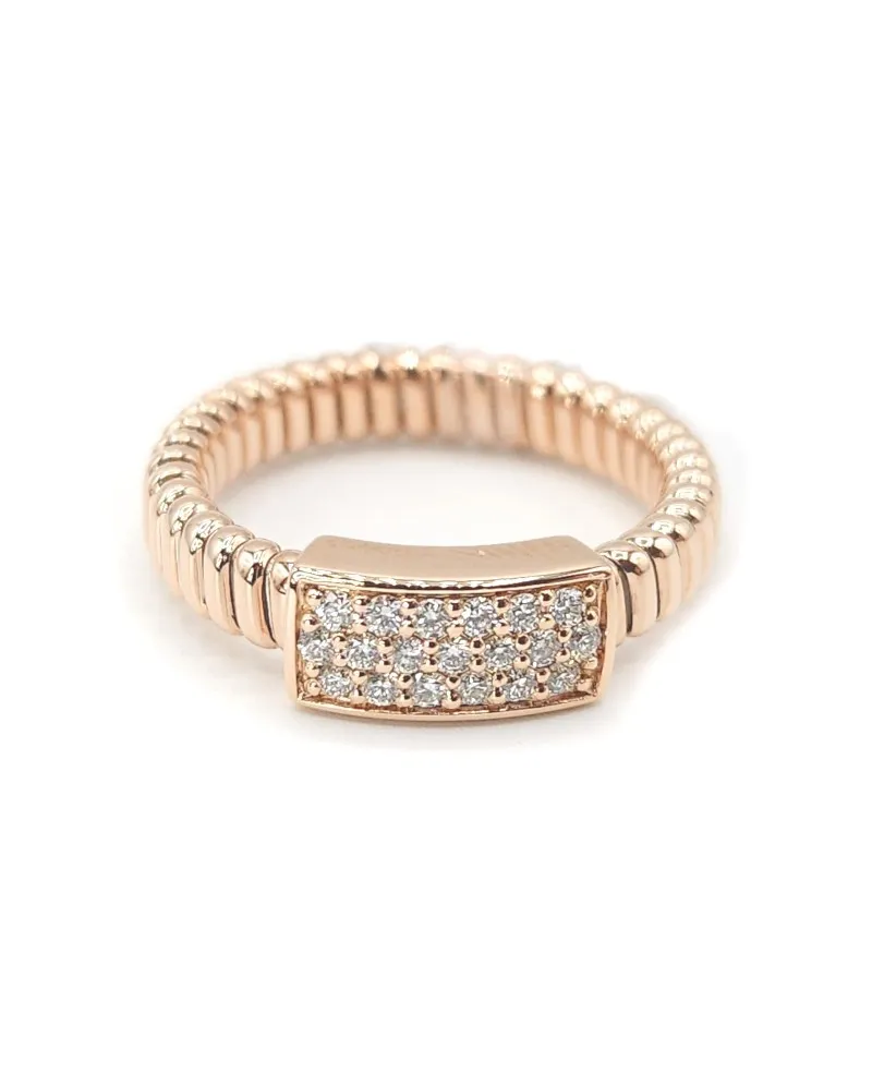 Anello Crivelli Tubogas in Oro Rosa con Pavé Diamanti