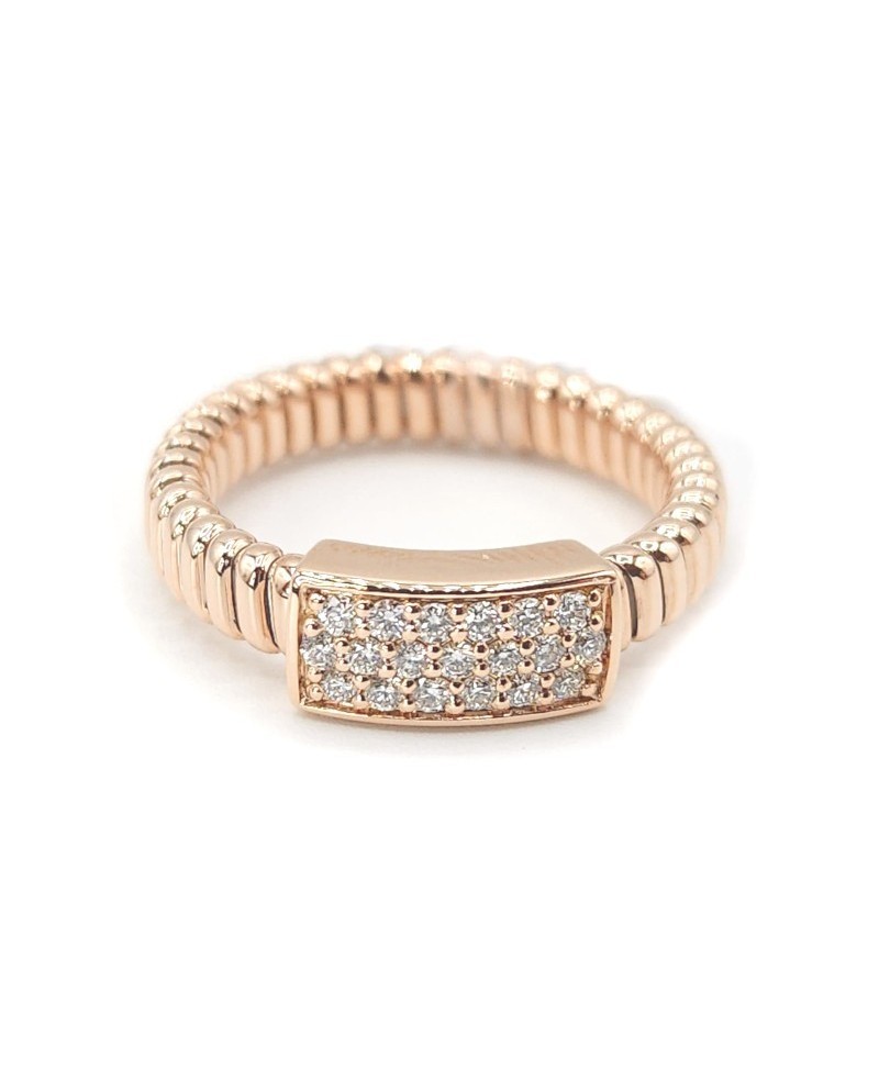 Crivelli Tubogas Ring in Rose Gold with Pavé Diamonds