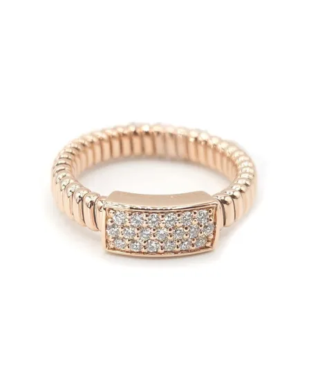 Crivelli Tubogas Ring in Rose Gold with Pavé Diamonds