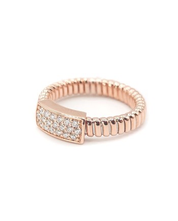 Bague Crivelli Tubogas en or rose avec pavé de diamants