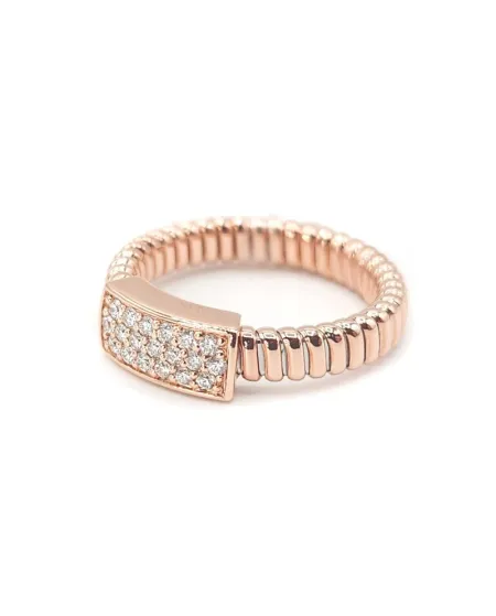 Bague Crivelli Tubogas en or rose avec pavé de diamants