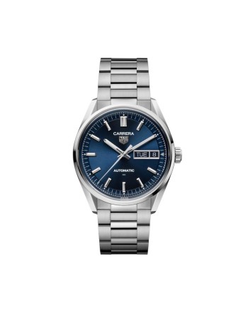 Montre Tag Heuer Carrera Day-Date avec cadran bleu et bracelet en acier, 41 mm