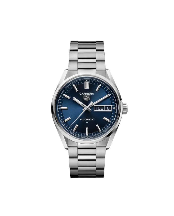 Tag Heuer Carrera Day-Date Blue Dial Steel Strap Watch 41mm