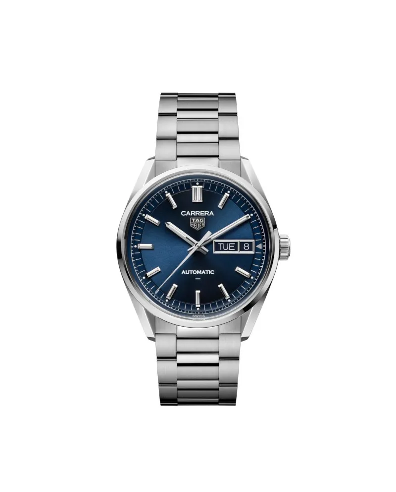 Montre Tag Heuer Carrera Day-Date avec cadran bleu et bracelet en acier, 41 mm