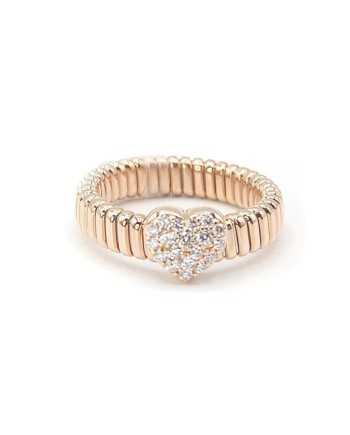 Crivelli Tubogas Ring in Rose Gold with Heart-Shaped Diamond Pavé