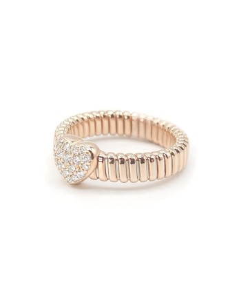 Bague Crivelli Tubogas en or rose avec pavé de diamants en forme de cœur