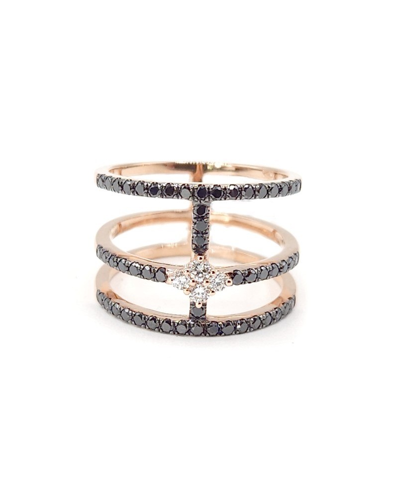 Crivelli Ring in Rose Gold and Black and White Diamonds