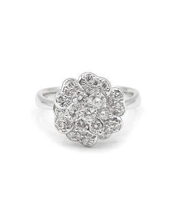 Bague Leo Pizzo en or blanc avec fleur et diamants blancs