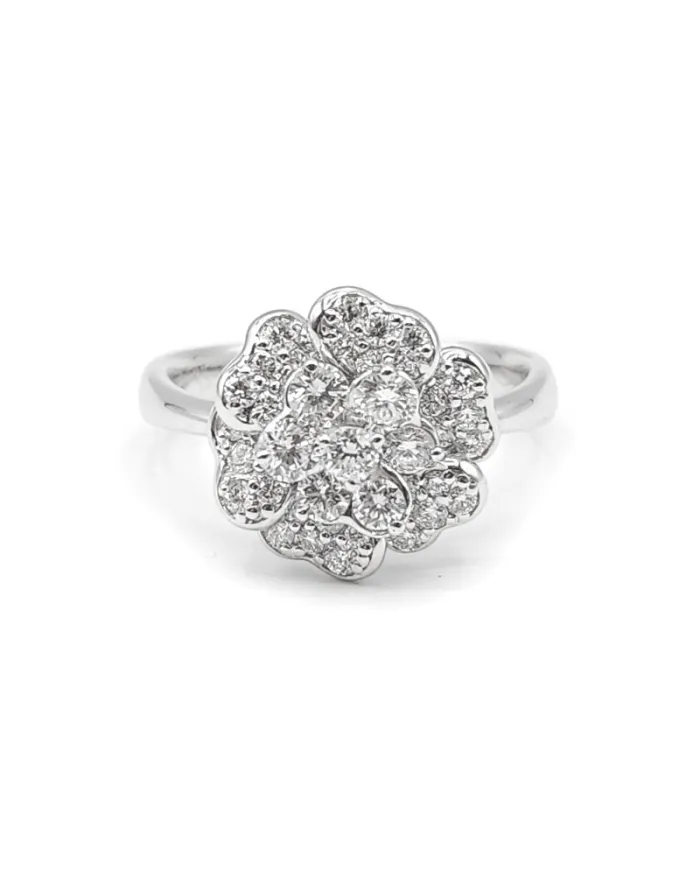 Leo Pizzo Ring in White Gold with Flower and White Diamonds